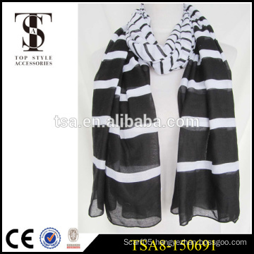 high end black and withe stripes simple style men 100 polyester scarf
